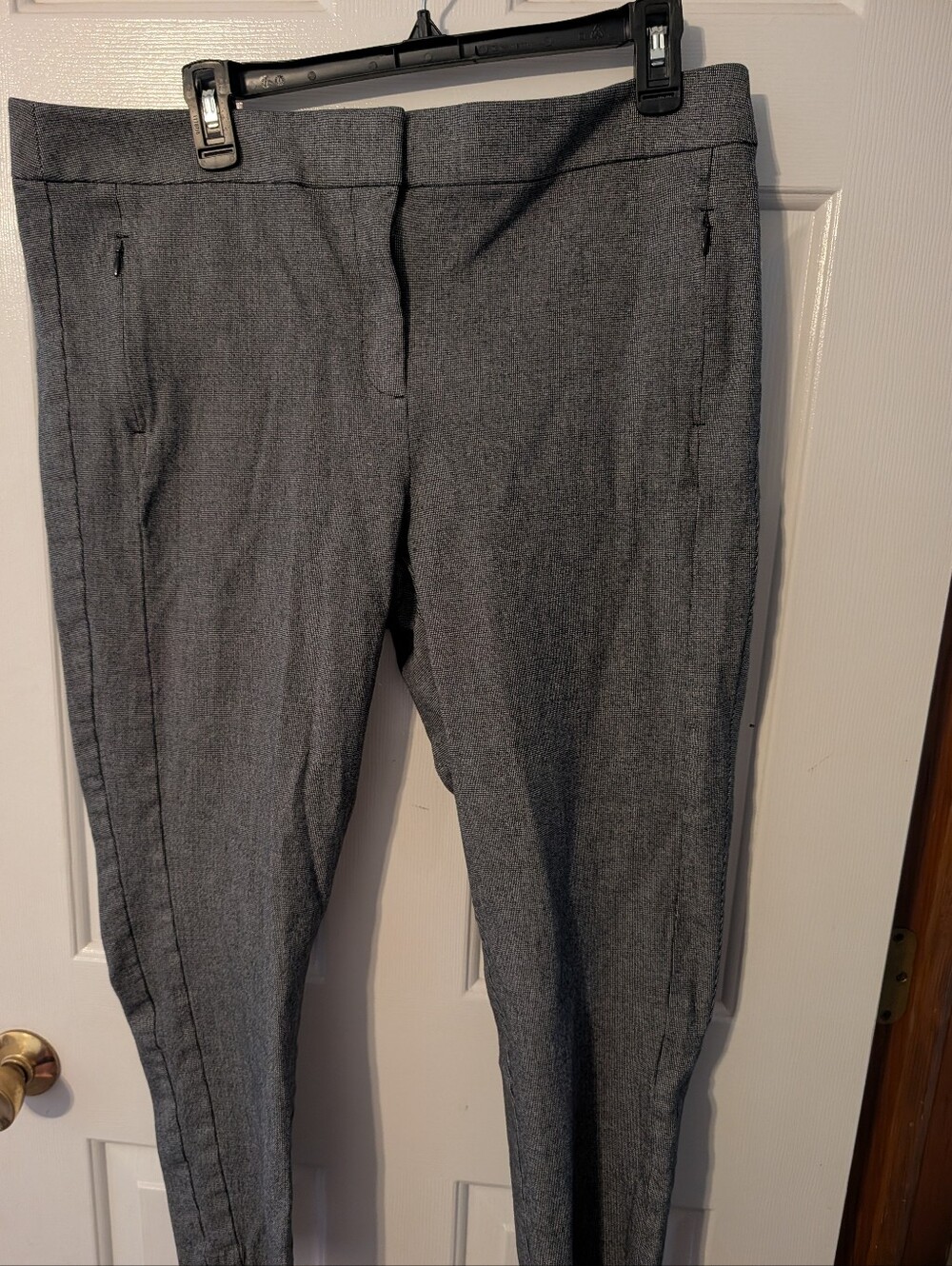 LOFT High Waist Skinny Ankle Pants Gray Micro Houndstooth Trouser Size 14